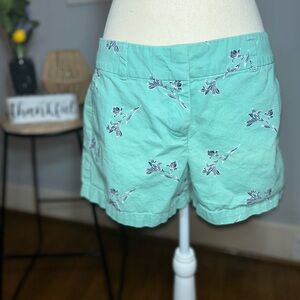LOFT Outlet Floral Chino Shorts Aqua 4" Inseam Size 6 Women's